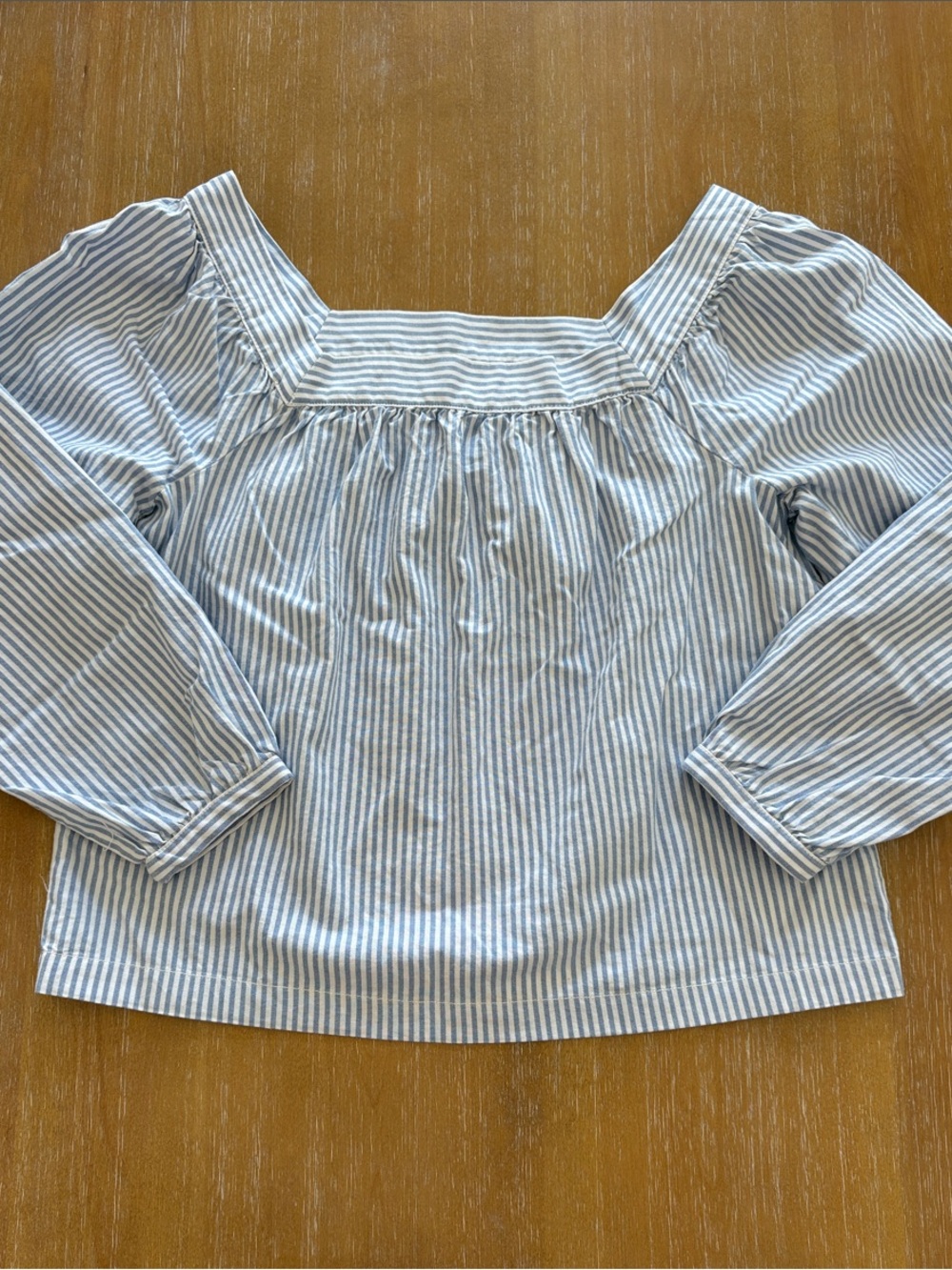 Joe Fresh Blue and White Striped Square-Neck Blouse